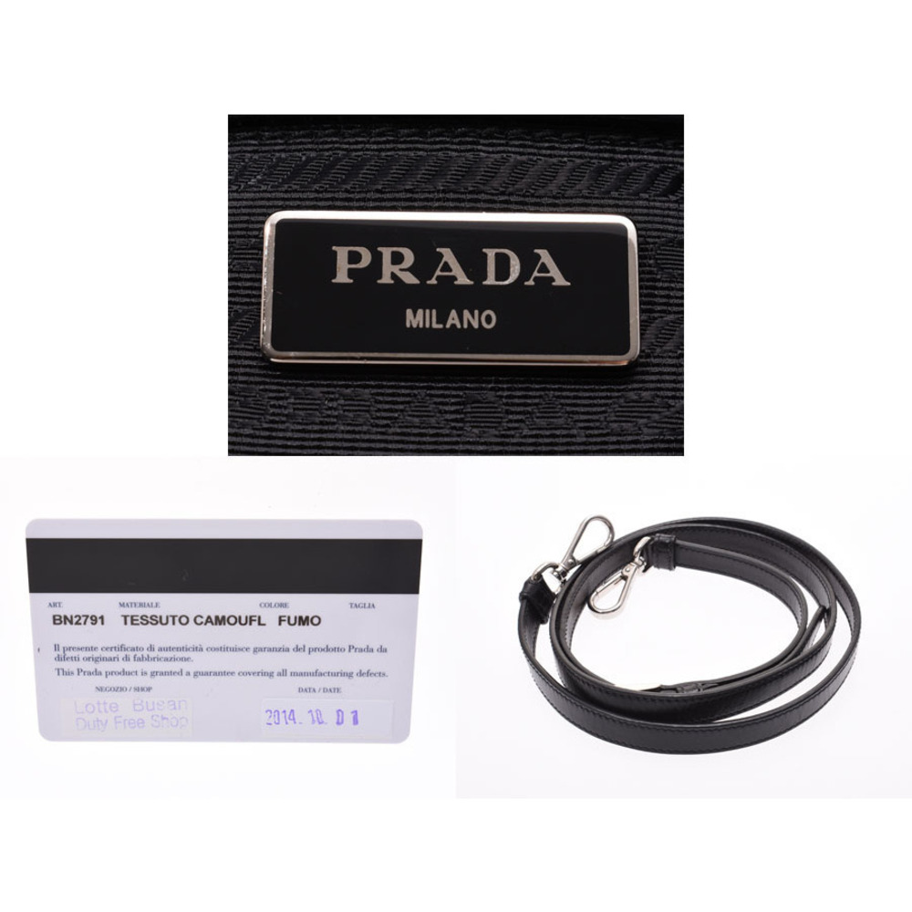 Prada Gray Camouflage Nylon Handbag Black Leather - Picture 9 of 11